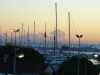 Sonnenaufgang ber dem Yachthafen von Antibes. Dies ist der grsste Yachthafen der Cte d'Azur.